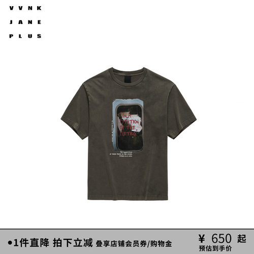 【尚雯婕同款】VVNK JANE PLUS秋季印花廓形短袖T恤女