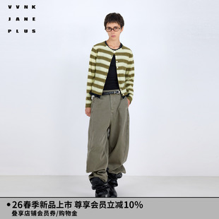 假两件条纹针织开衫 VVNK 新款 PLUS2026春季 女J610204616A JANE