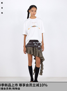 VVNK JANE PLUS2026春季新款胶印刺绣图案短袖T恤女J610576319A