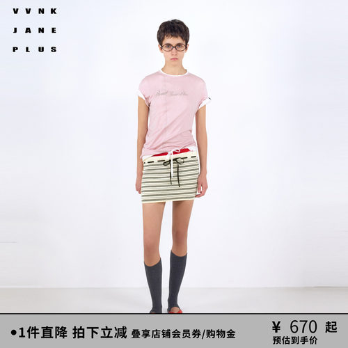 VVNK JANE PLUS2026春季新款不对称剪裁圆领T恤女J610556311B