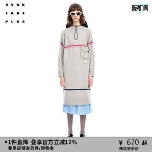 全羊毛纱线 PLUS春夏新品 针织连衣裙女J311161603A JANE VVNK