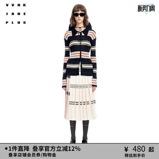 百搭经典 VVNK 新品 PLUS春季 拼色百褶半身裙女J310772097B JANE