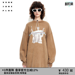 新品 PLUS春季 简约牛仔感宽松男友风卫衣女J315058305A JANE VVNK