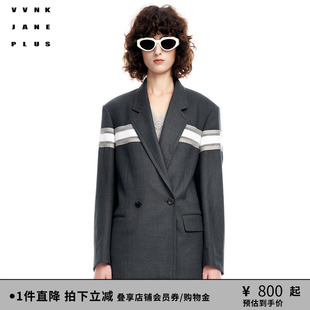 新品 VVNK JANE PLUS春季 女J312759098A 天丝羊毛斜纹呢学院感西装