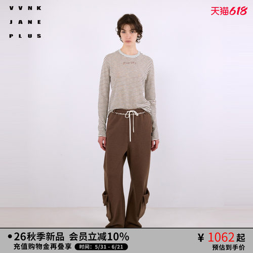 VVNK JANE PLUS2026秋季新款圆领条纹长袖T恤女J630102614A