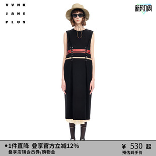 宽松罗马布无袖 VVNK 新品 PLUS春季 圆领连衣裙女J310663028C JANE