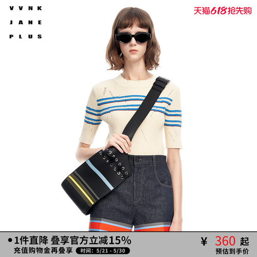VVNKJANEPLUS条纹Knit套头衫