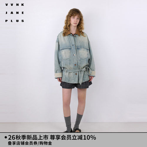 VVNK JANE PLUS2026秋季新款系带撞色牛仔夹克外套女J631352208A