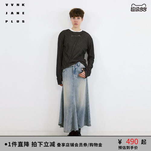 VVNK JANE PLUS秋季拼接水洗印花打底衫女J534051316A