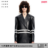 JANE PLUS春夏新品 简约羊皮感经典 VVNK 廓形西装 女J312350027A