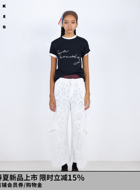 VVNK JANE PLUS2026春季新款正肩绣花T恤女J620582374D