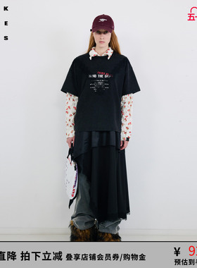 VVNK JANE PLUS秋季做旧蕾丝花边短袖T恤女J530558301A