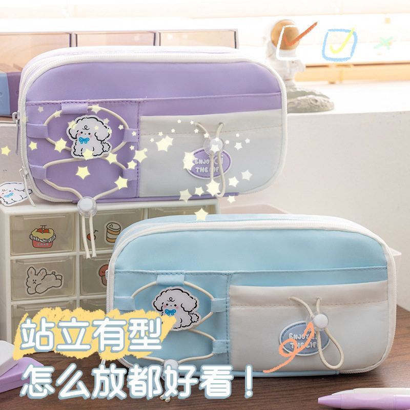 2025年新款笔袋大容量可爱小众文具盒多层抽绳设计高颜值中小学生