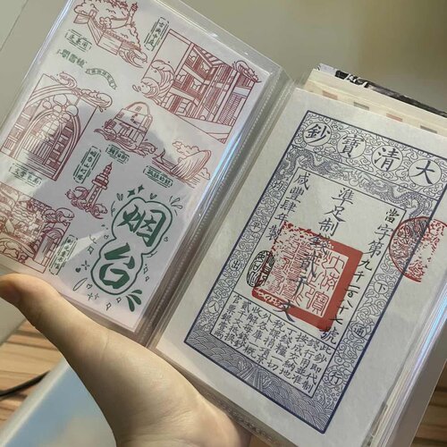 ins风高颜值明信片收纳册透明相册本出游纪念册影集大号拍立得卡片小卡油画棒丙烯马克笔小画画贴纸旅行卡册v