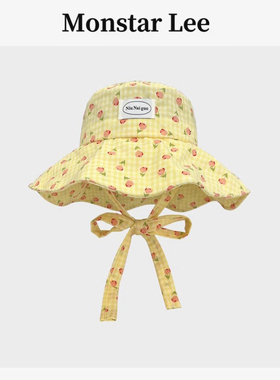 Monstar Lee日本设计师联名款花朵绑带渔夫帽女夏季大檐防晒盆帽