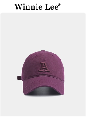 Winnie Lee日本设计师联名款刺绣A字母棒球帽软顶显脸小鸭舌帽子