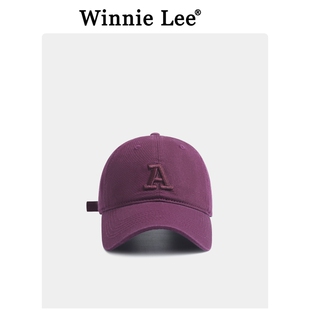 Winnie Lee日本设计师联名款刺绣A字母棒球帽软顶显脸小鸭舌帽子