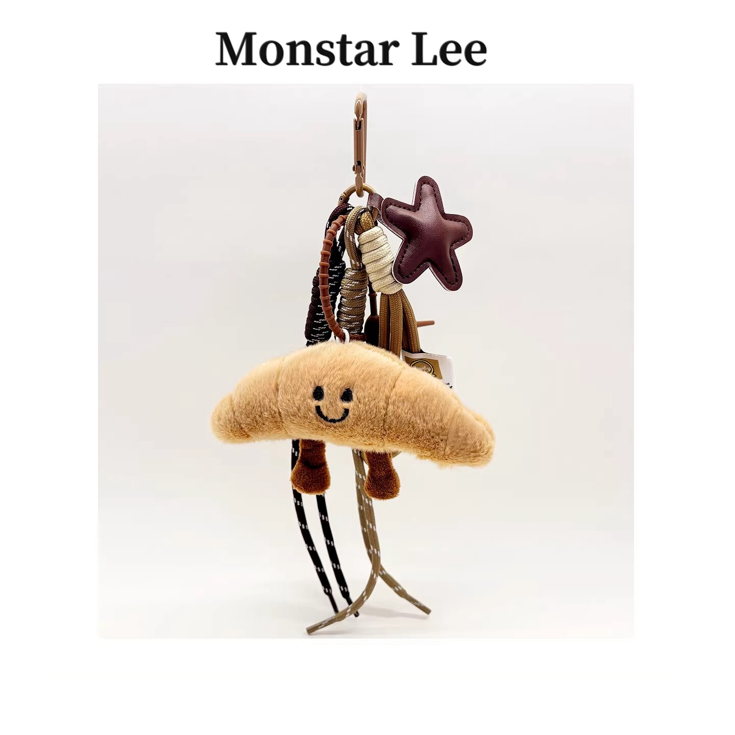 Monstar Lee日本设计师联名款可爱法式牛角包毛绒玩偶公仔包挂件