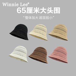 大头围渔夫帽镂空编织大码 钩花水桶帽 Lee日本设计师联名款 Winnie
