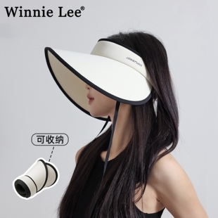 Winnie 米白太阳帽子大头围可折叠防晒遮阳帽 Lee日本设计师联名款