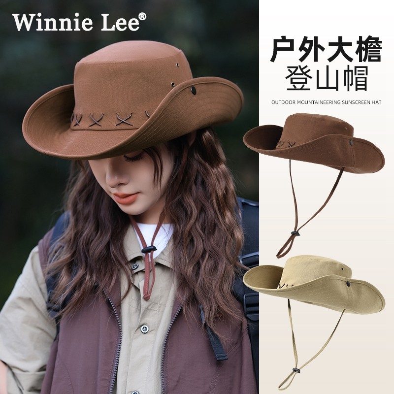 Winnie Lee日本设计师联名款西部牛仔帽子夏登山帽遮阳防晒渔夫帽,服饰配件/皮带/帽子/围巾,手帕,淘宝优惠券,粉丝福利购,淘宝优惠卷