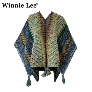 Monstar Lee日本设计师联名款披肩外搭女民族风旅游披风斗篷外套