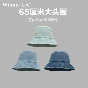 Winnie 牛仔渔夫帽大头围防晒水洗做旧水桶帽 Lee日本设计师联名款