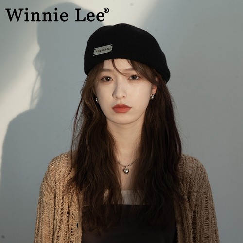 WinnieLee羊绒毛呢贝雷帽反戴