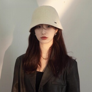 Monstar Lee日本设计师联名款冬季羊毛呢小标渔夫帽保暖水桶帽子