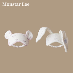 Monstar Lee日本设计师联名款网红兔耳眼罩女生卡通印花发带护额