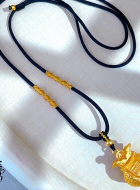 古法沙金锦鲤福袋吊坠项链男女通用饰品精致仿金款式可调节纳福链