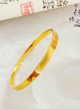 金店同款高保色古法沙金爆闪猫眼手镯女简约百搭猫眼闭环手镯