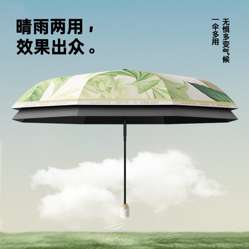 雨伞三折太阳伞花色防风鸭蛋头手柄黑胶遮阳伞印定logo雨伞图片