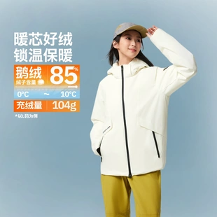 李宁火锅羽绒服女2025新款保暖连帽鹅绒中长款运动外套AYMV402