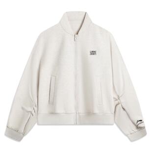 李宁运动时尚 休闲柔软舒适宽松针织外套AWDV418 系列女子2025新款