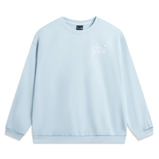 李宁卫衣女2026新款圆领粉色长袖宽松套头衫针织运动服AWDW640