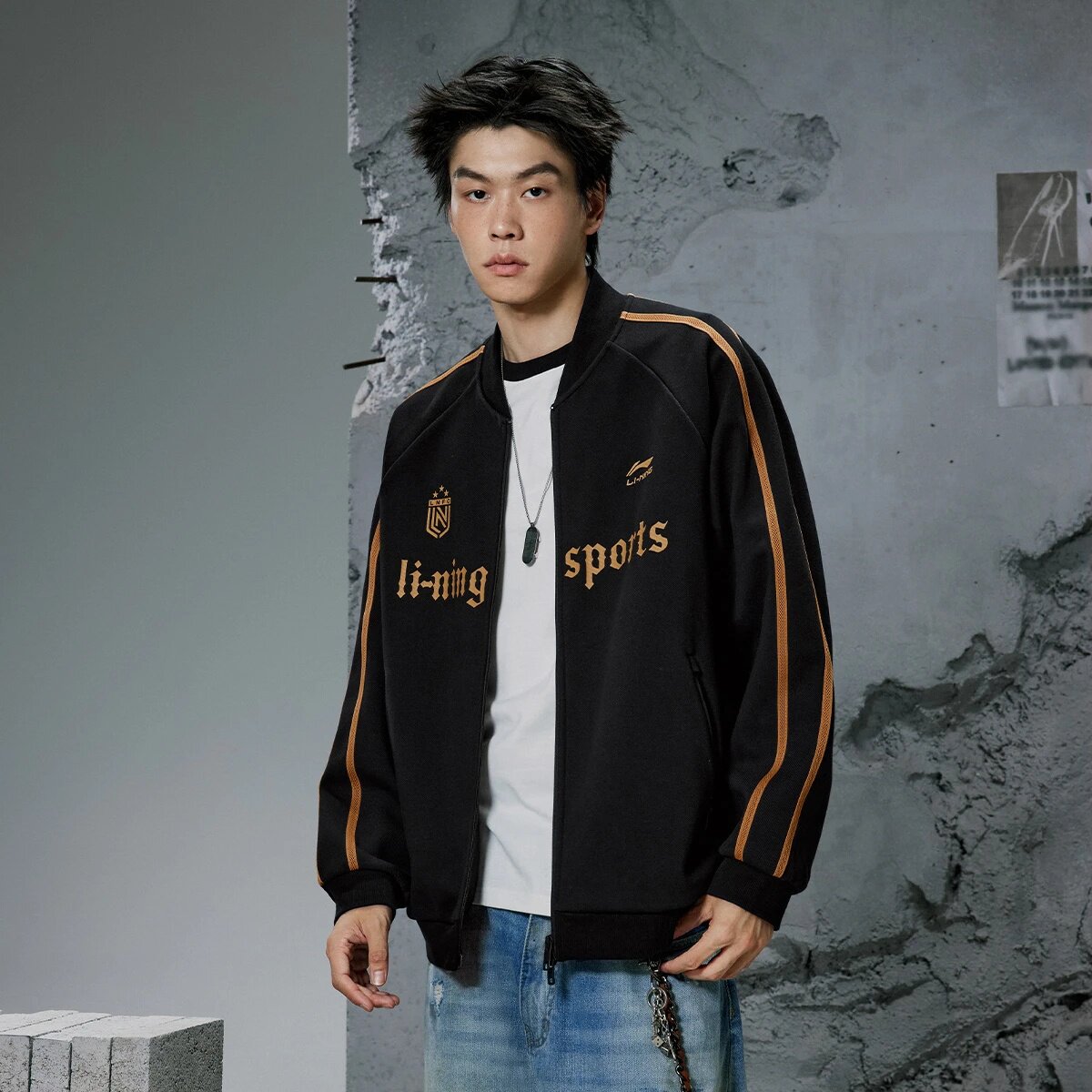 李宁外套2025秋季新款复古情侣棒球服加绒宽松开衫卫衣AWDVC91