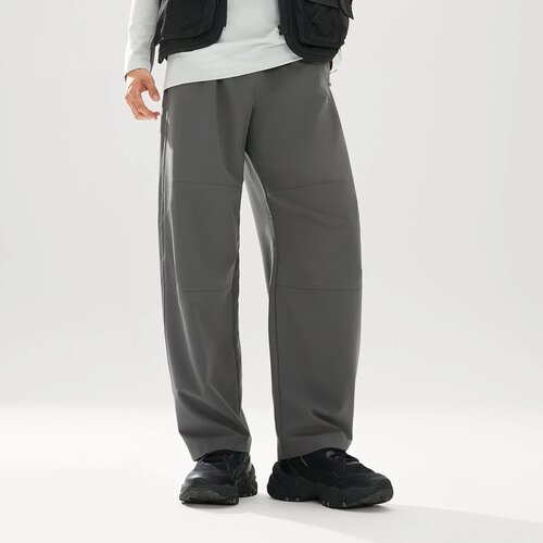 李宁C位裤2025新款秋季灰色男直筒休闲裤黑色运动长裤男款AYKV899