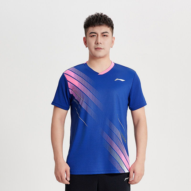 李宁2024新款羽毛球服男款上衣圆领短袖快干凉爽轻薄透气AAYU213