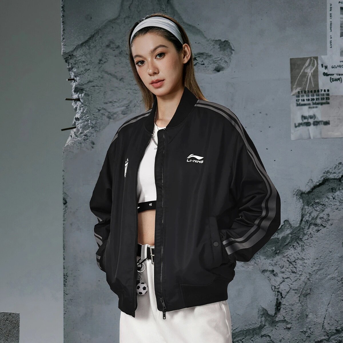 李宁飞行夹克男2025新款工装宽松棉服加绒保暖棒球服女AJMV295
