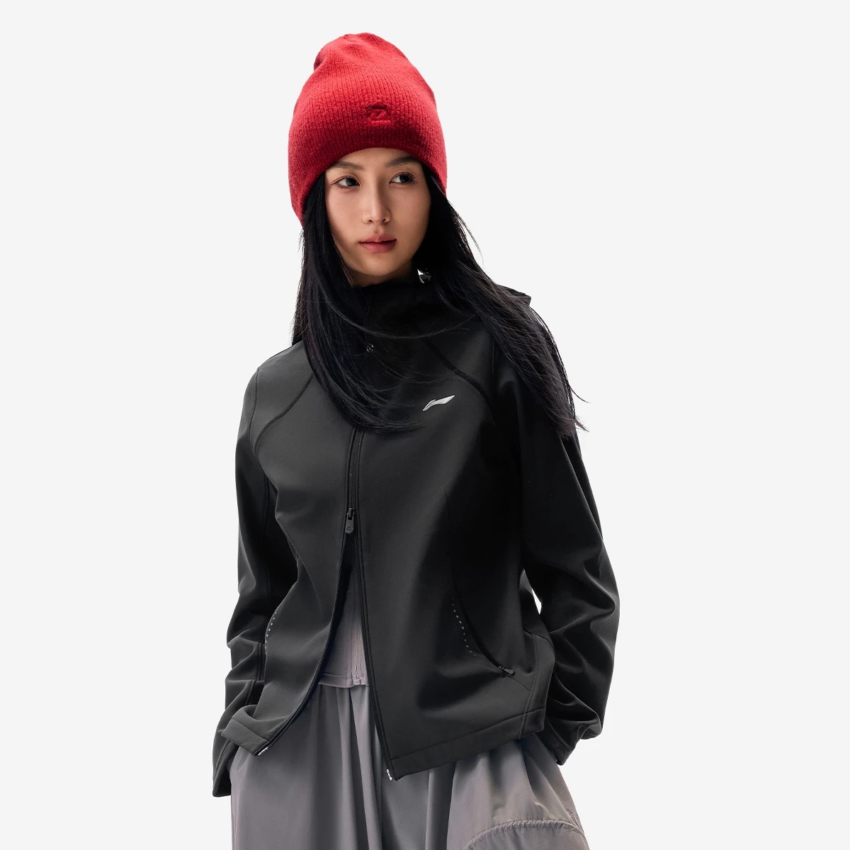 李宁风衣2025秋季女子加绒保暖防泼水防风连帽运动外套AFDVE78