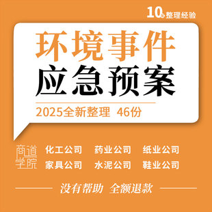 药业纸业鞋业玻璃纤维水泥石油化工家具企业环境突发事件应急预案