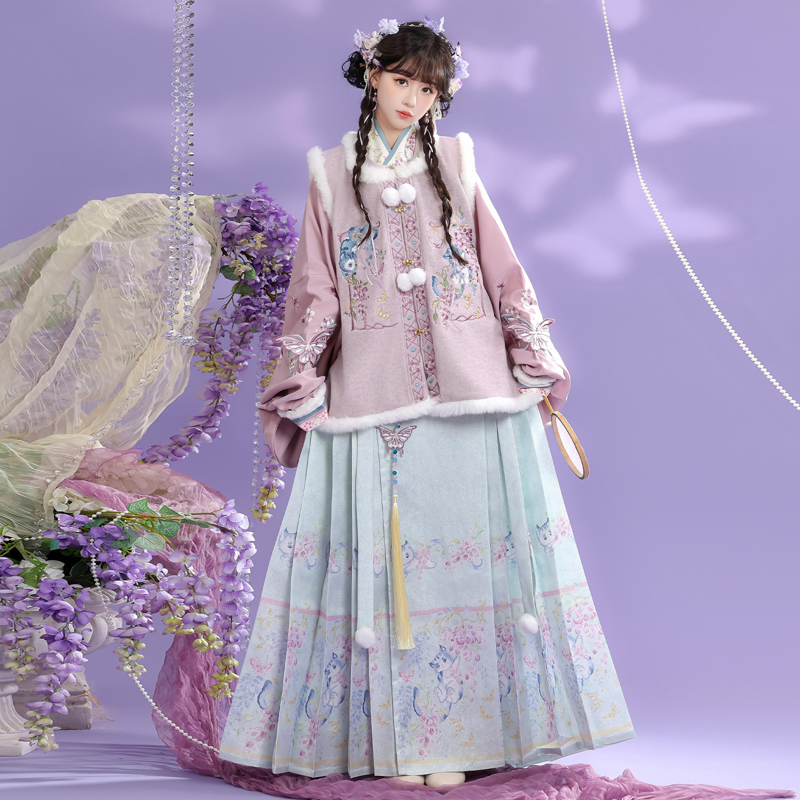 花小衣原创汉服女【藤绒蝶】明制交领琵琶袖古风仙气日常秋冬新款