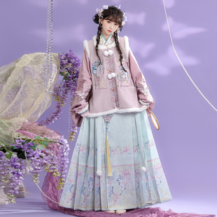 花小衣原创汉服女【藤绒蝶】明制交领琵琶袖古风仙气日常秋冬新款