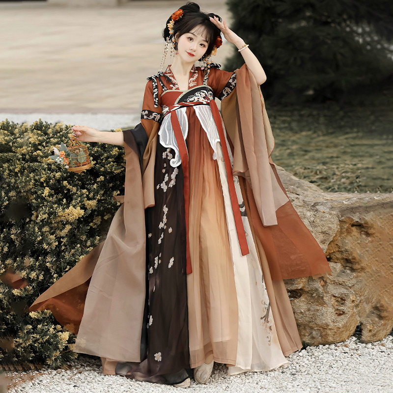 花小衣原创汉服女【栖桃花】唐制上襦齐胸襦裙刺绣日常清新春夏款