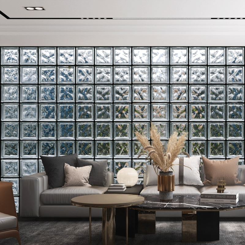 3d立体玻璃砖格子墙纸现代简约客厅背景壁布水晶方砖网红餐厅壁纸