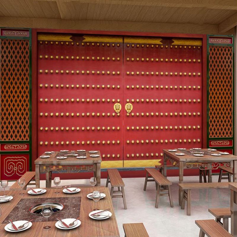 古风故宫墙纸饭店火锅店汉唐装修皇宫城门背景中国风古代大门壁纸