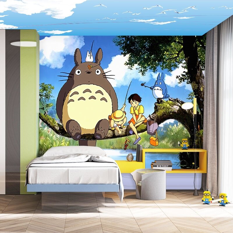 龙猫主题房间壁纸儿童乐团壁画宫崎骏动画卡通日式居酒屋壁纸