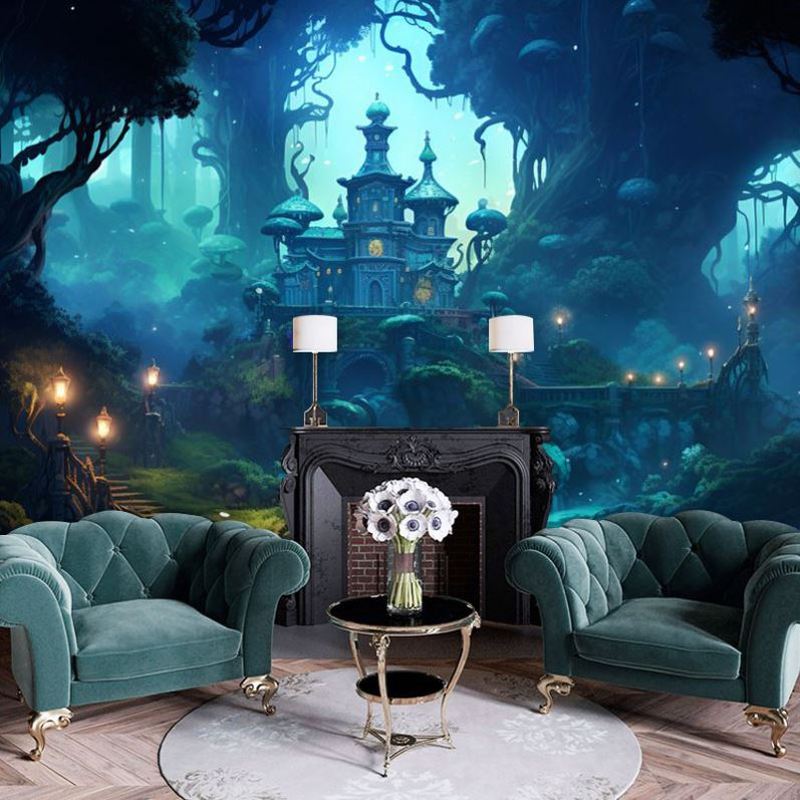 魔幻城堡壁纸影楼摄影背景布哈利波特剧本杀暗黑魔法森林童话墙纸