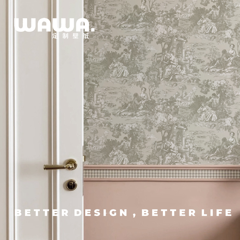 绝美壁纸法式复古人物沙发背景墙纸北欧壁布定制